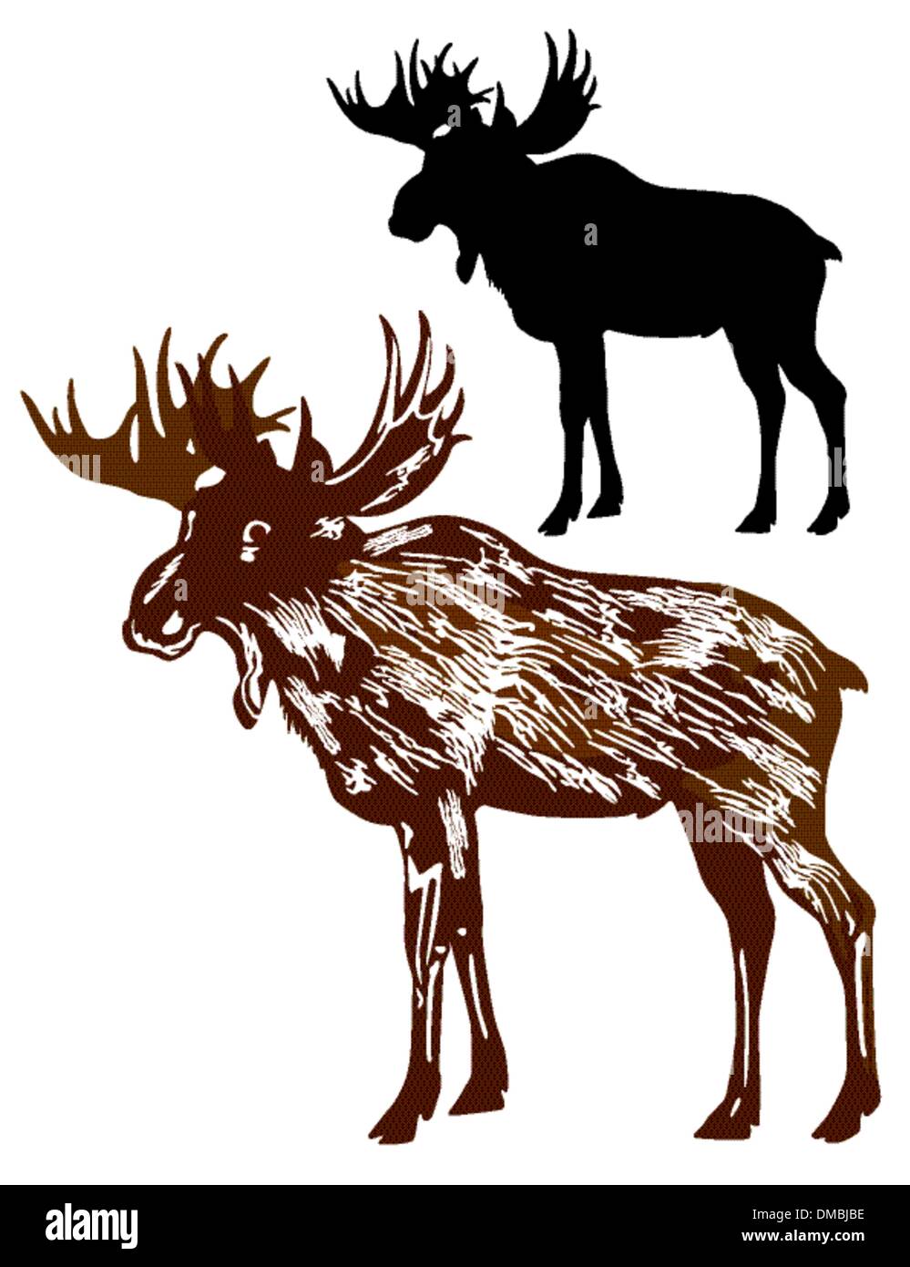 moose, elk Stock Vector