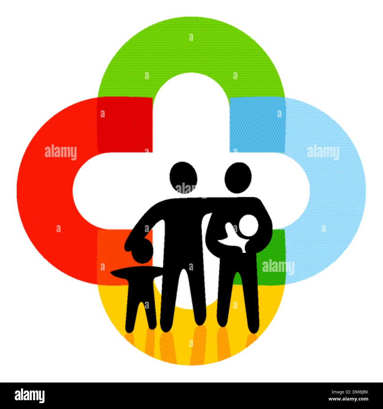 Family on colored characters Stock Vector