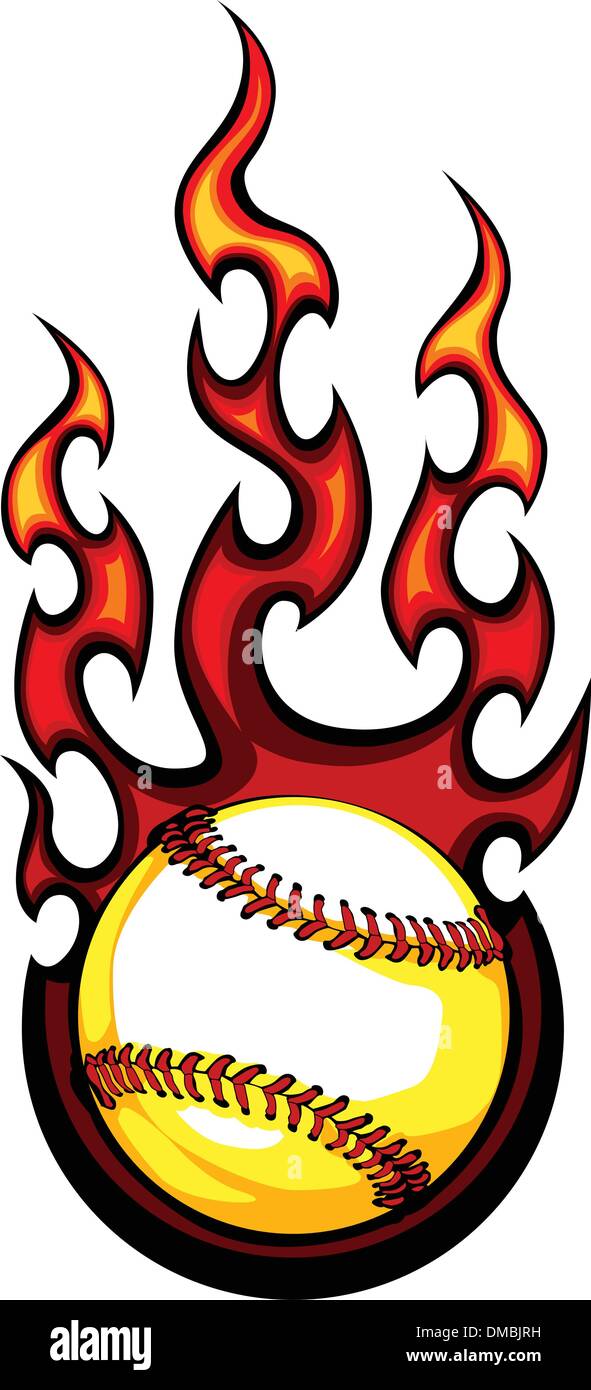 Baseball with Flames Vector Image Stock Vector