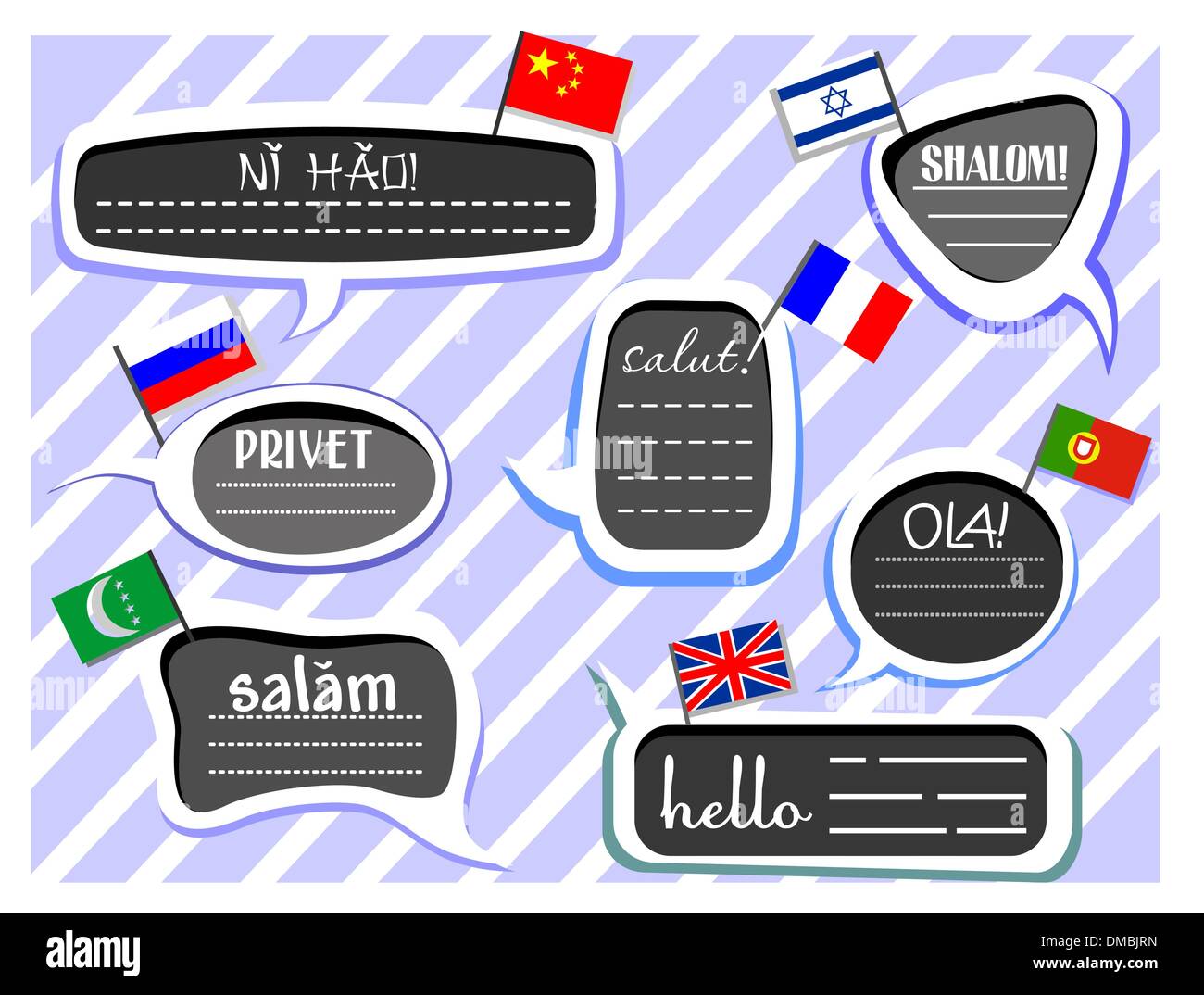 Different Language Greetings Stock Vector