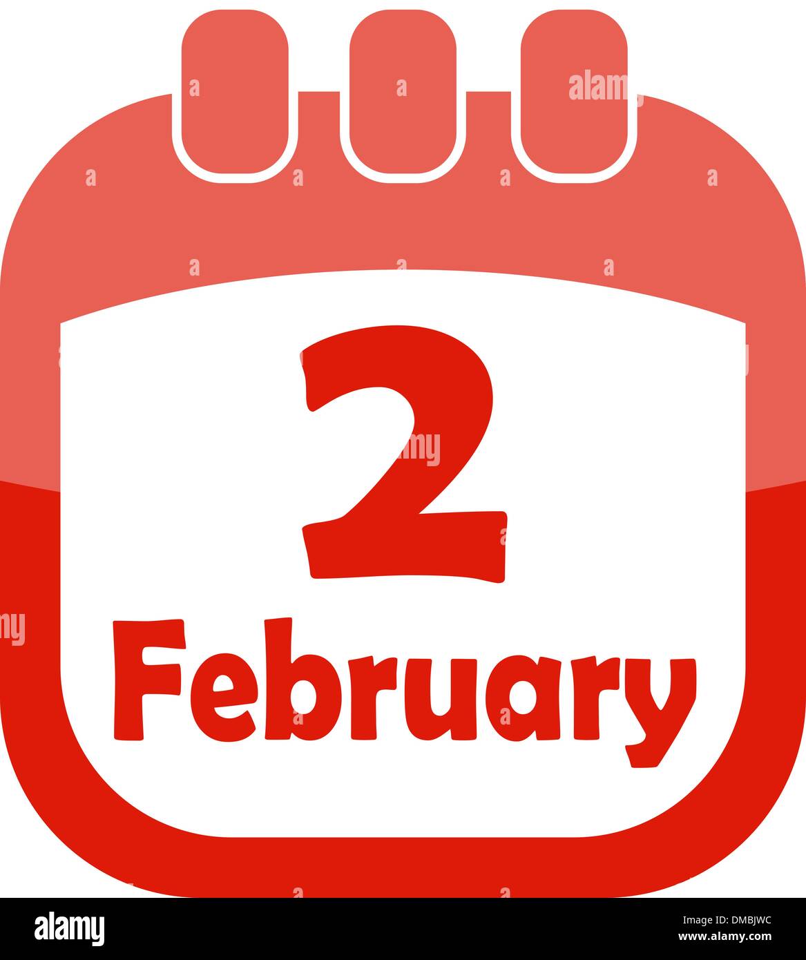 Icon February 2 calendar Stock Vector