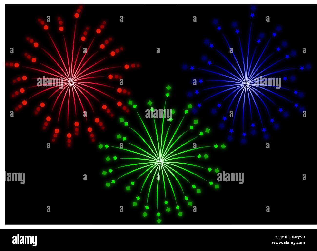 set of colored fireworks effect Stock Vector