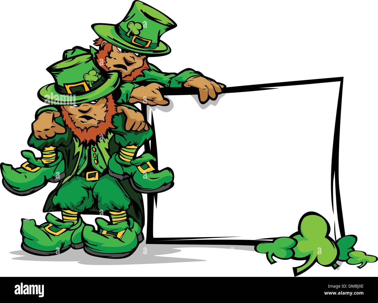 St. Patricks Day Leprechauns Holding Sign Stock Vector