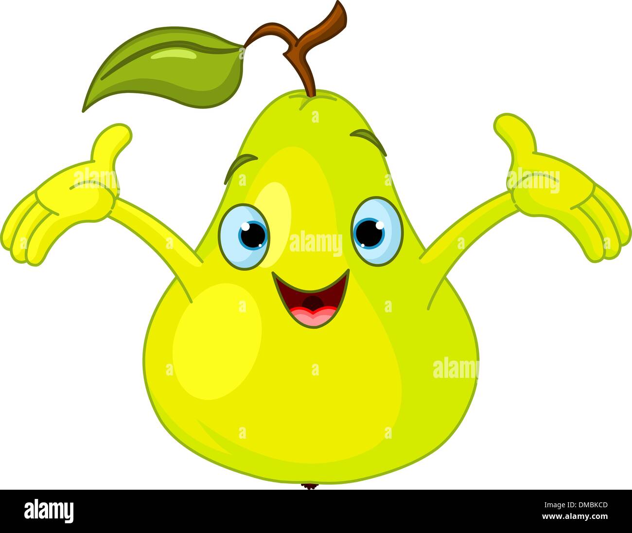 Cheerful Cartoon Pear character Stock Vector