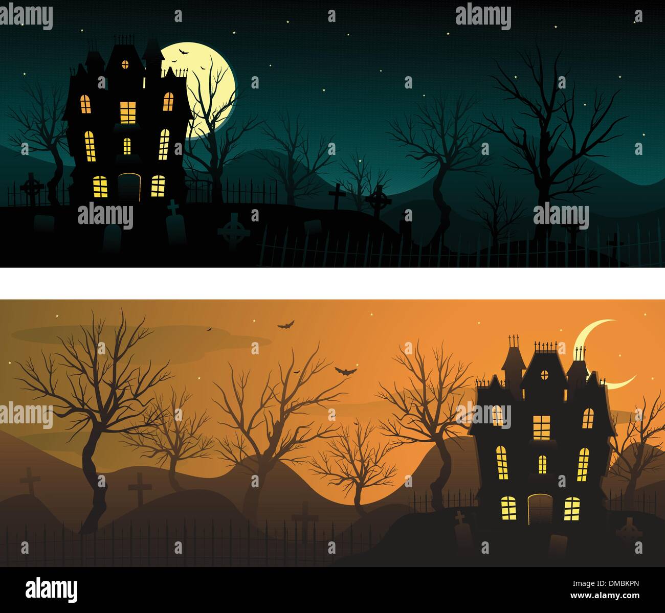 Halloween haunted mansion pumpkin bats Stock Vector Images Alamy