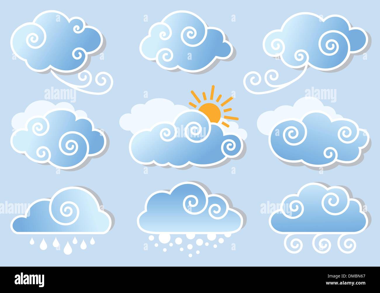 blue sky with clouds, vector Stock Vector
