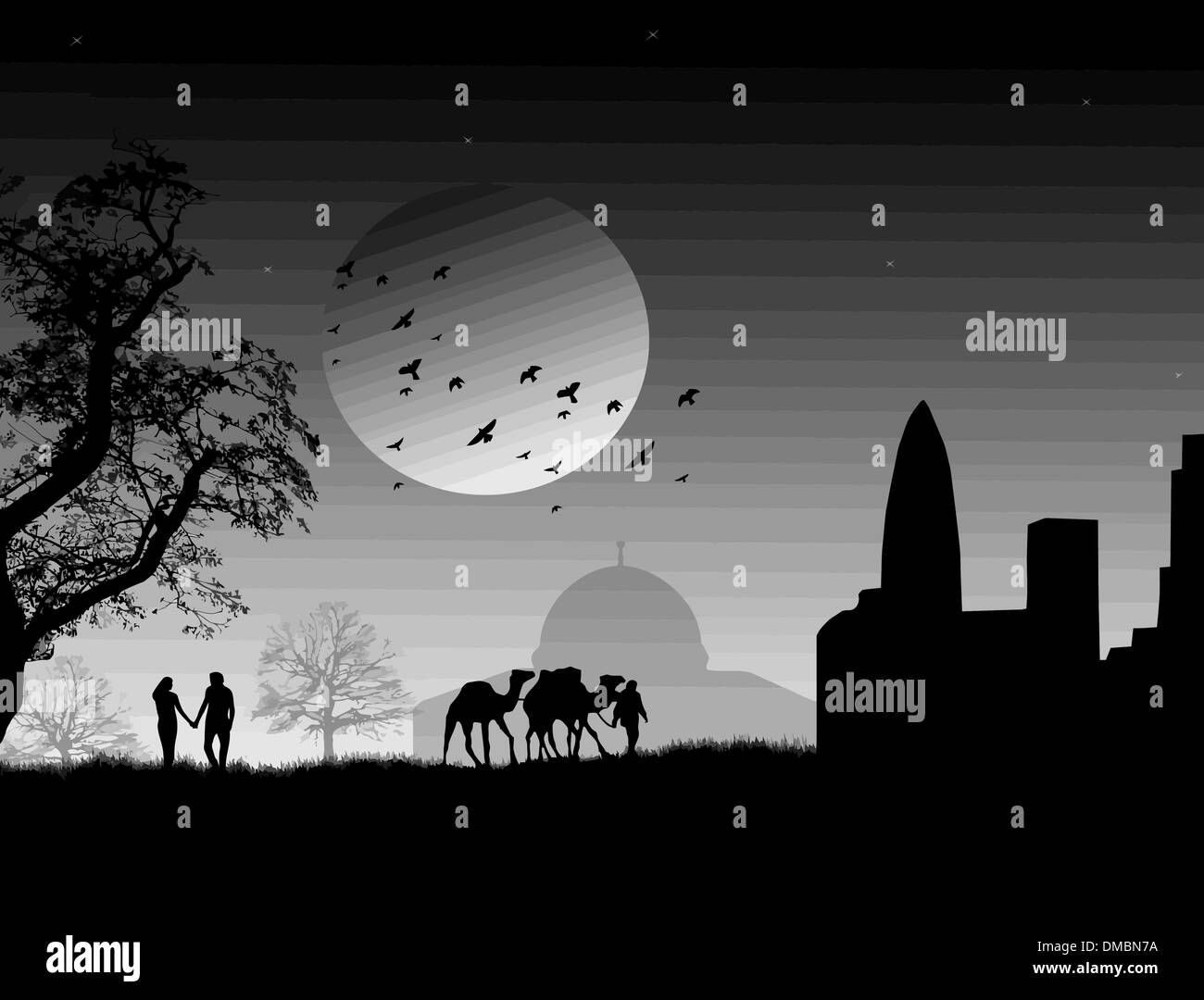 Sunset arabian Black and White Stock Photos & Images - Alamy