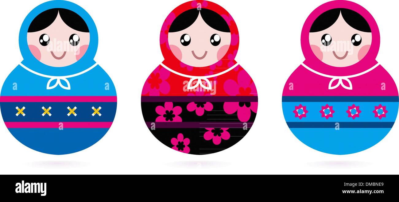 Russian doll collection isolated on white Stock Vector Image & Art Alamy