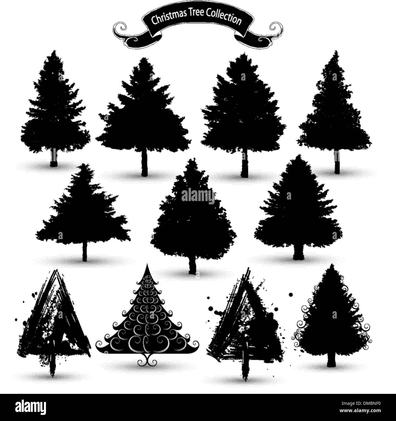 Christmas tree silhouettes Stock Vector