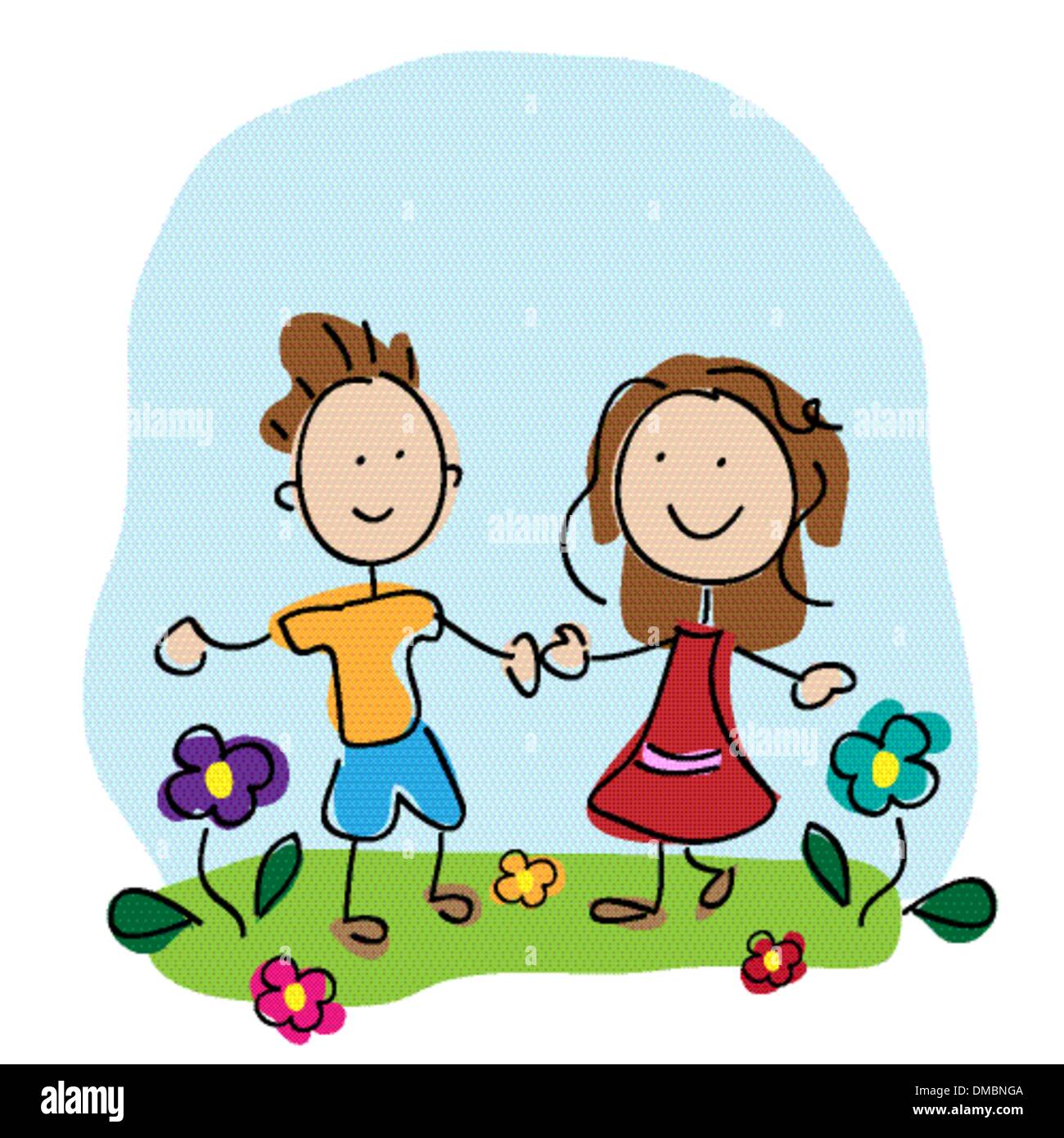 Kids Holding Hands Stock Vector Image & Art - Alamy