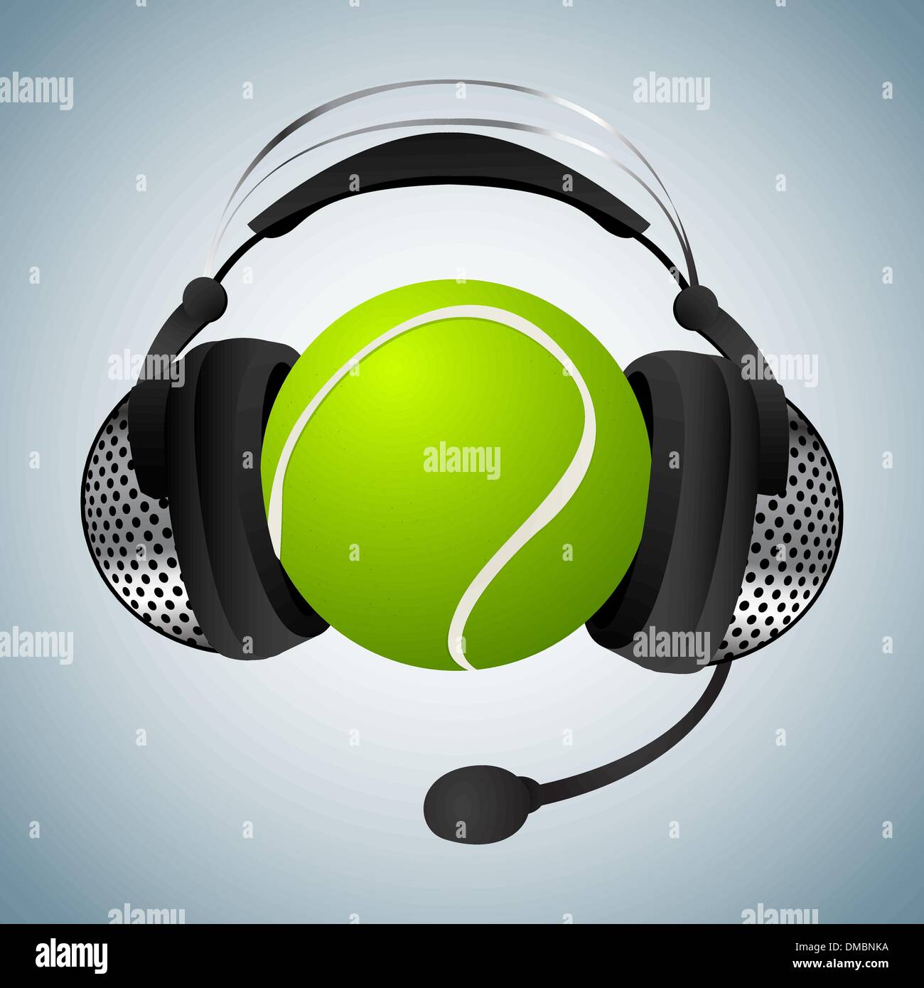 Tennis ball with headphones Stock Vector