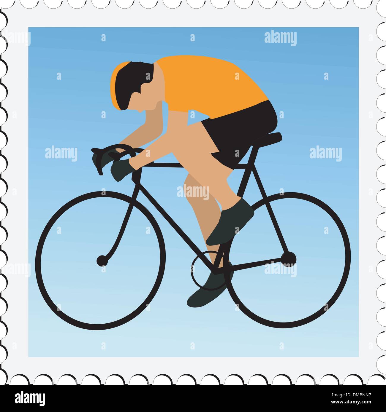 stamp with image of cycling Stock Vector