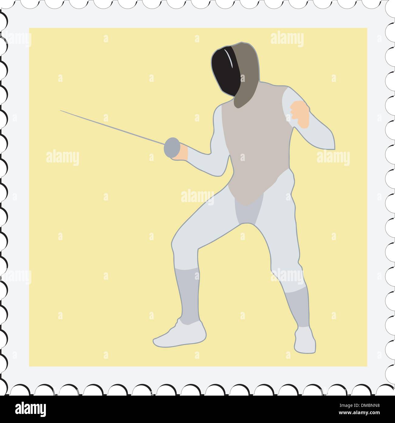 stamp with image of fencing Stock Vector
