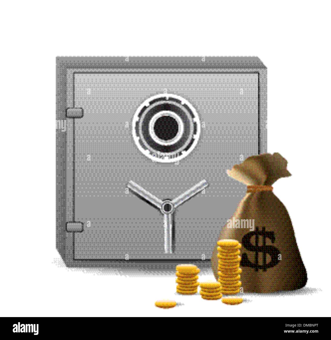 Safe combination lock with money Stock Vector