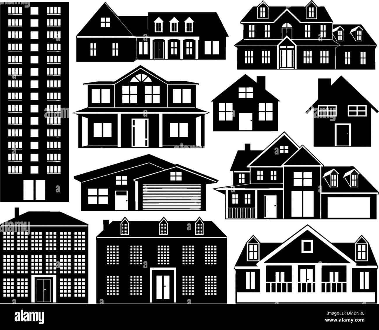House silhouettes Stock Vector