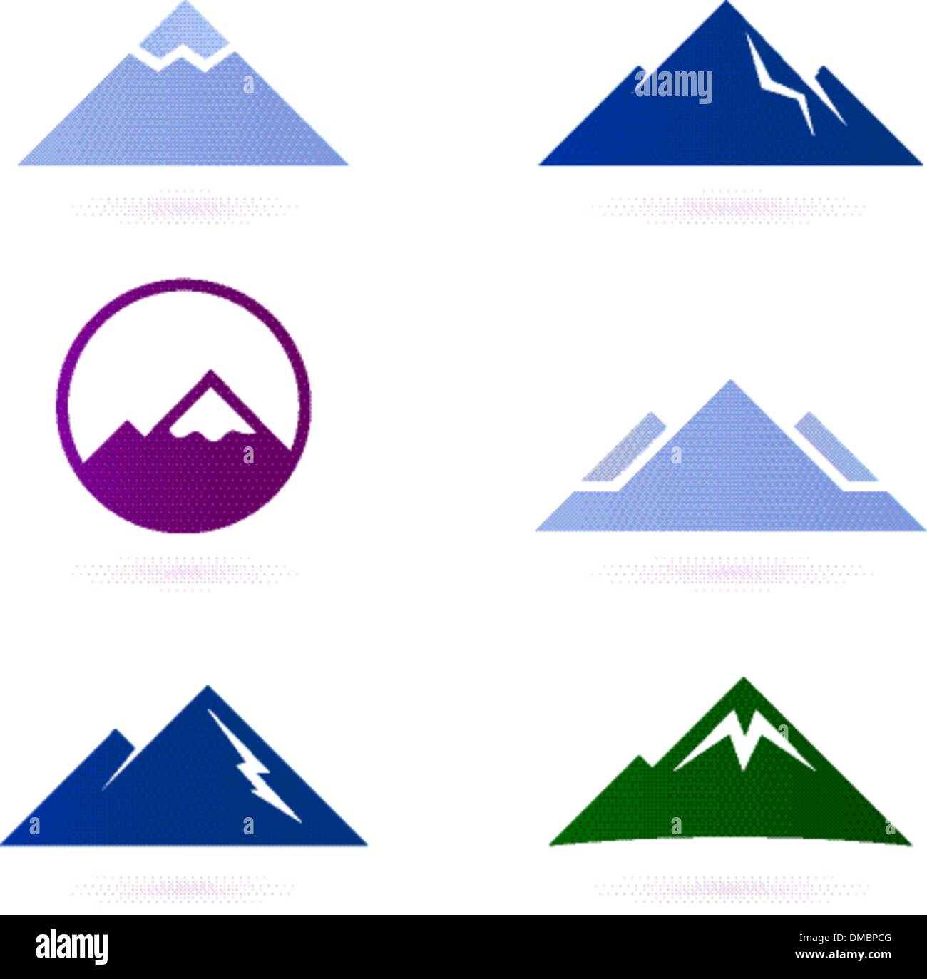 Mountain icon set isolated on white Stock Vector