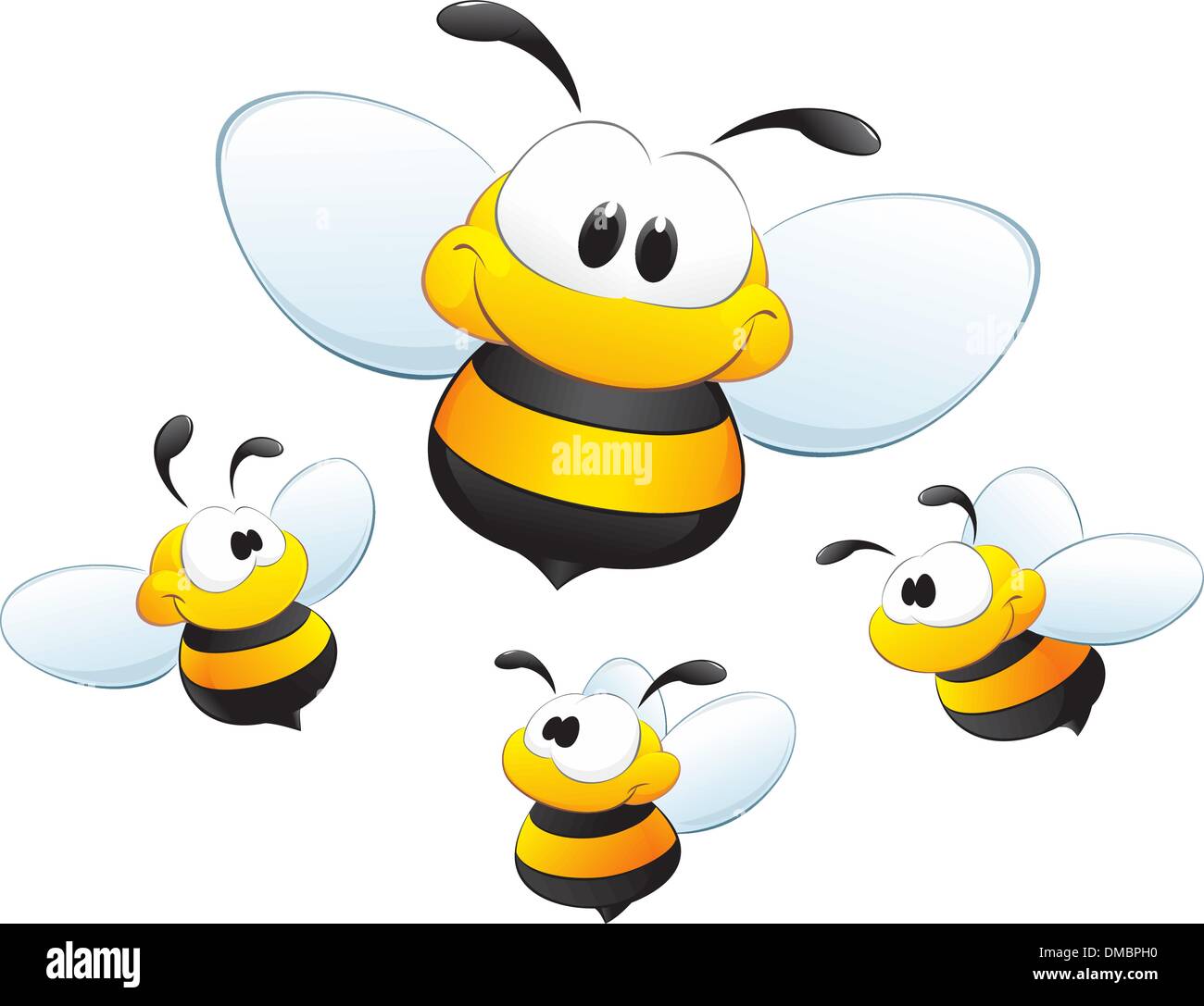 Cute Cartoon Bees Stock Vector