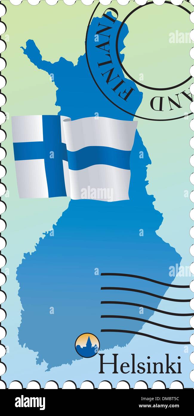 Helsinki - capital of Finland. Vector stamp Stock Vector
