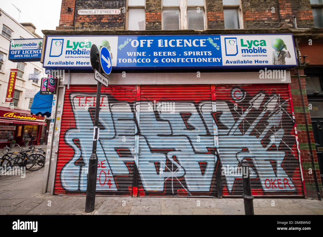 Off Licence store in London's Brick Lane Stock Photo Alamy