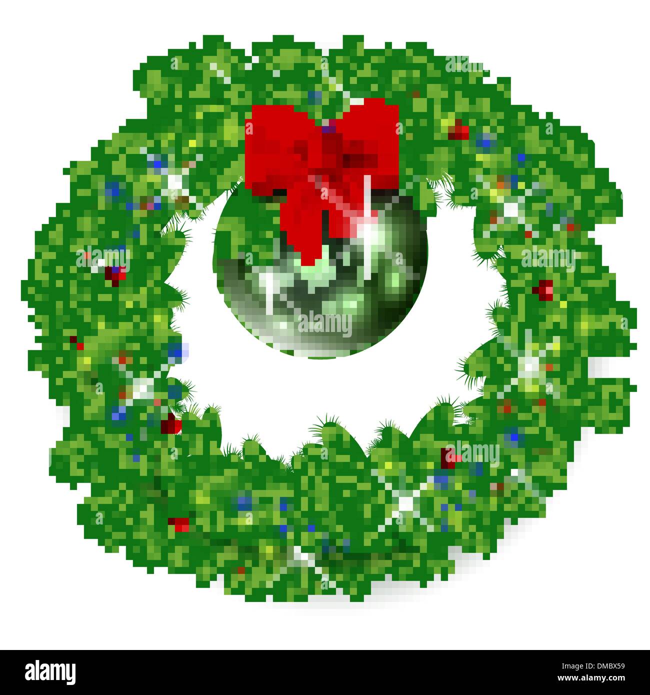 Christmas wreath with red bow and bright ball Stock Vector Image & Art ...