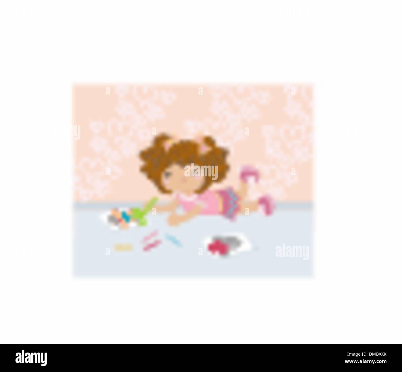 sweet little girl drawing artwork with crayons Stock Vector Image & Art ...