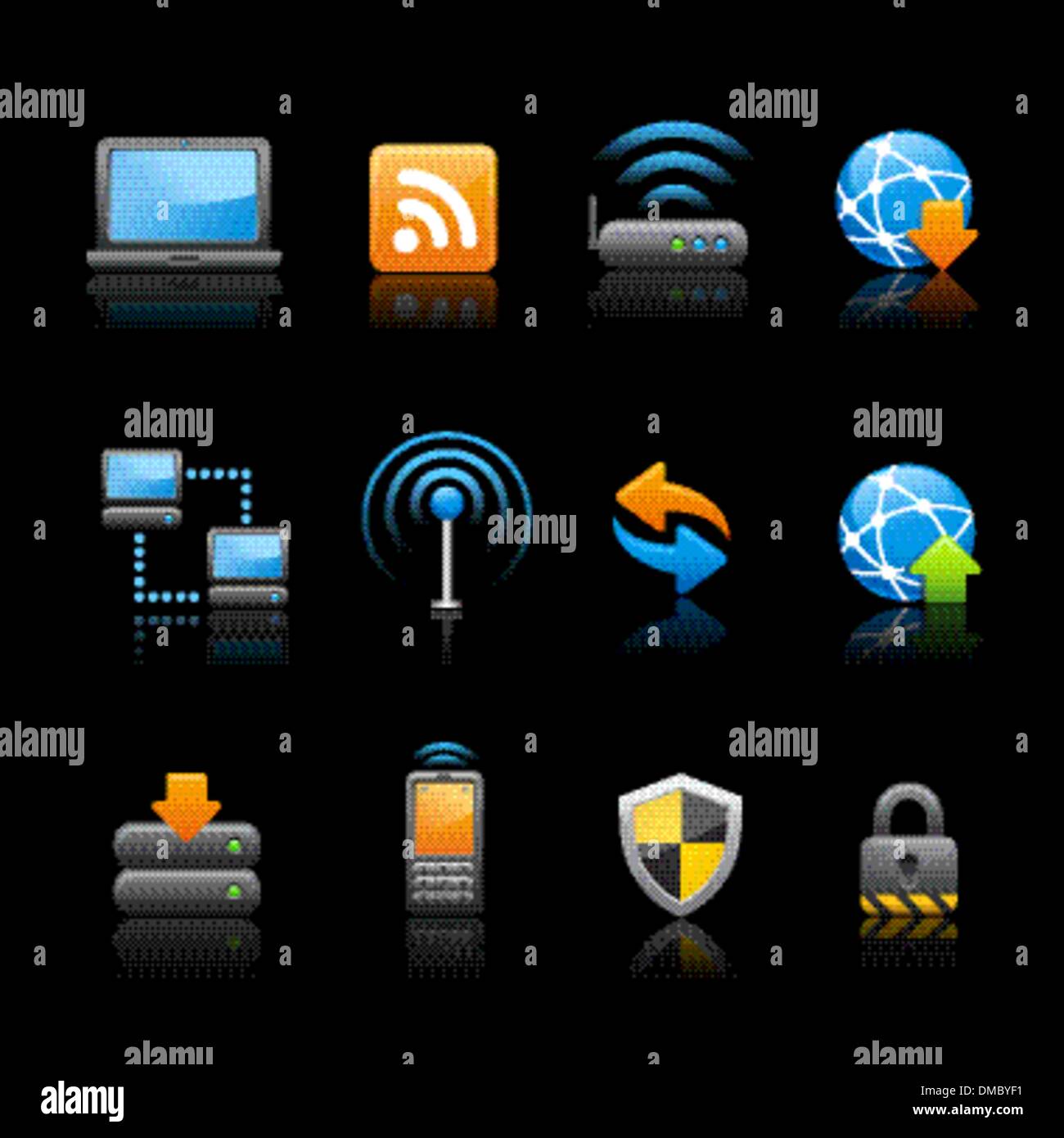 Web & Internet icons - Connectivity // Black Background Stock Vector ...