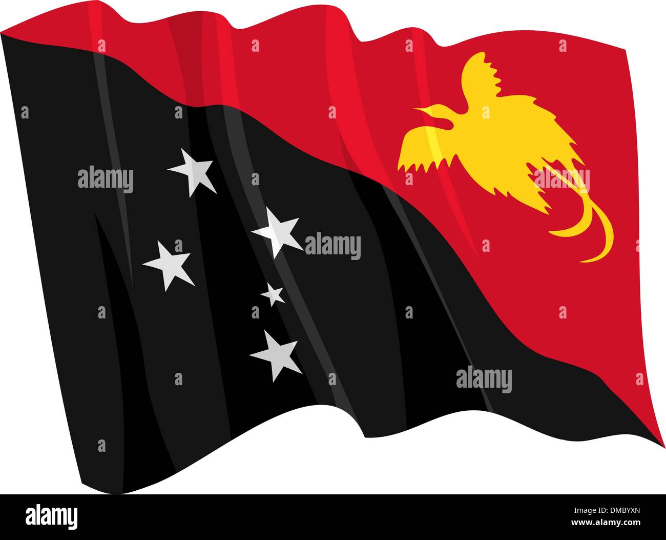 Political waving flag of Papua New Guinea Stock Vector