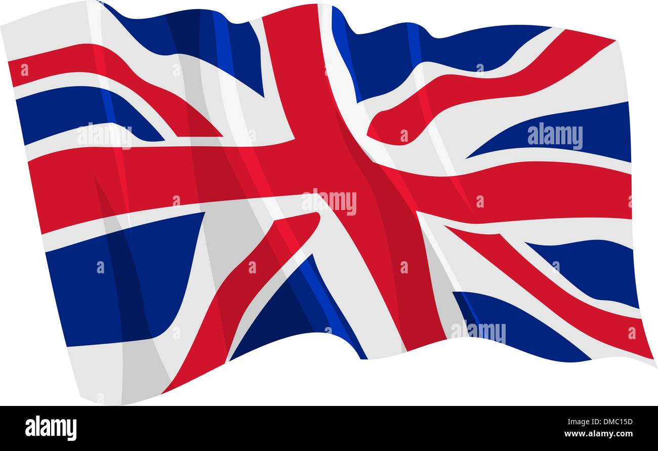Political waving flag of United Kingdom Stock Vector