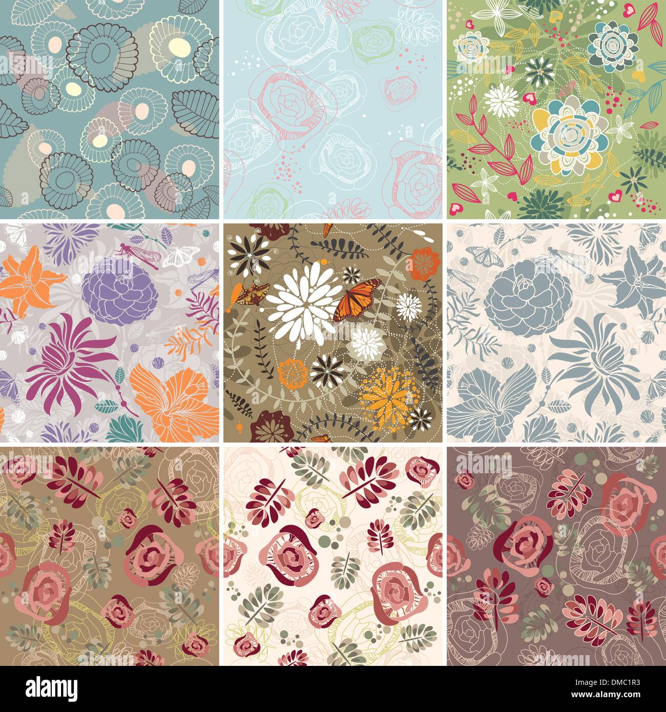 set of seamless floral background Stock Vector Image & Art - Alamy