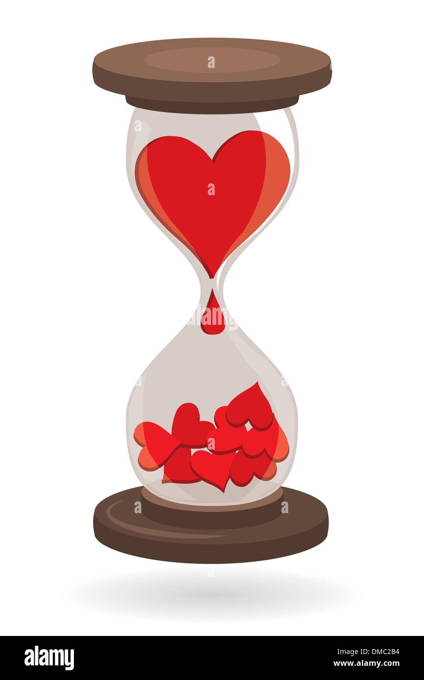 Hearts in Sand Clock Stock Vector