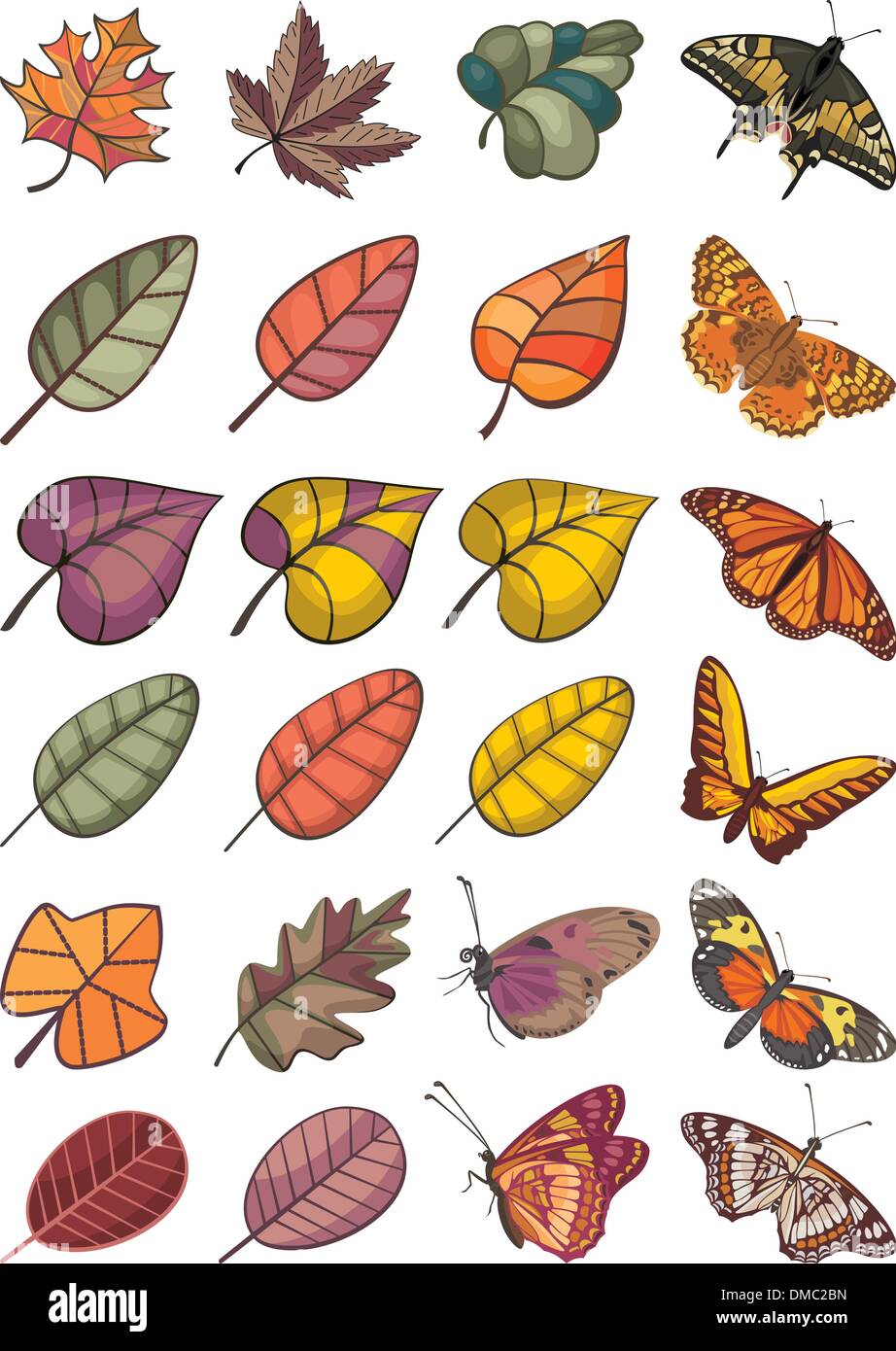 collection of leaves and butterflies Stock Vector Image & Art - Alamy