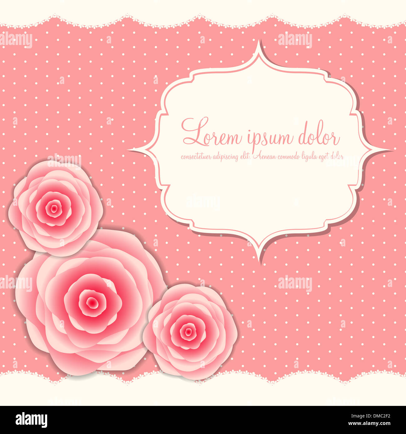 Valentines Day Card with Rose Flowers, Vector Illustration Stock Photo ...