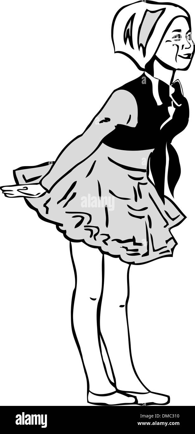 girl in a dress and skirt Stock Vector