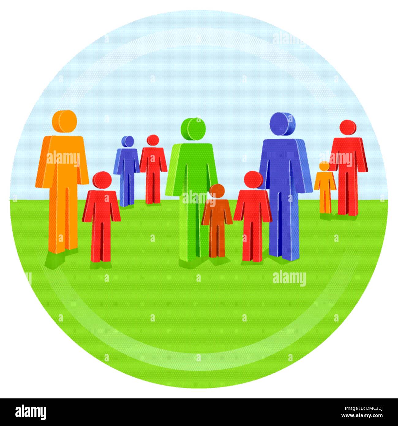 Families in the district Stock Vector