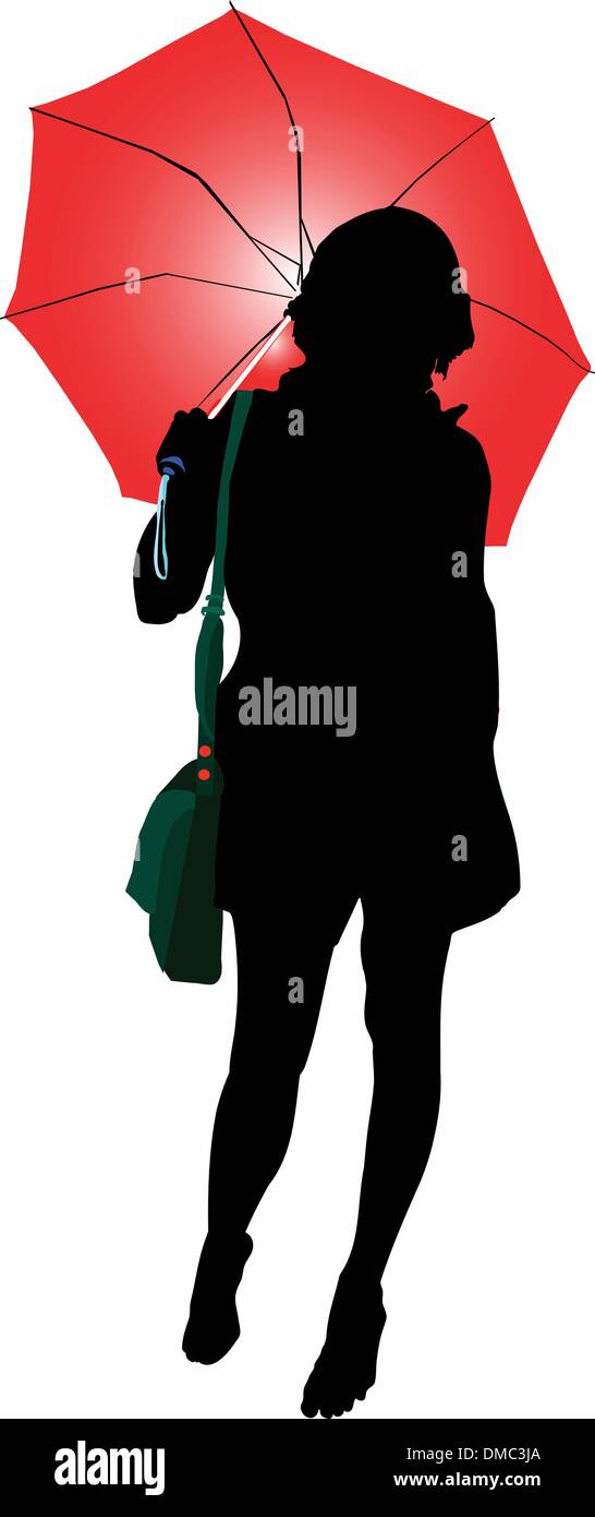 girl under the red umbrella Stock Vector Image & Art - Alamy