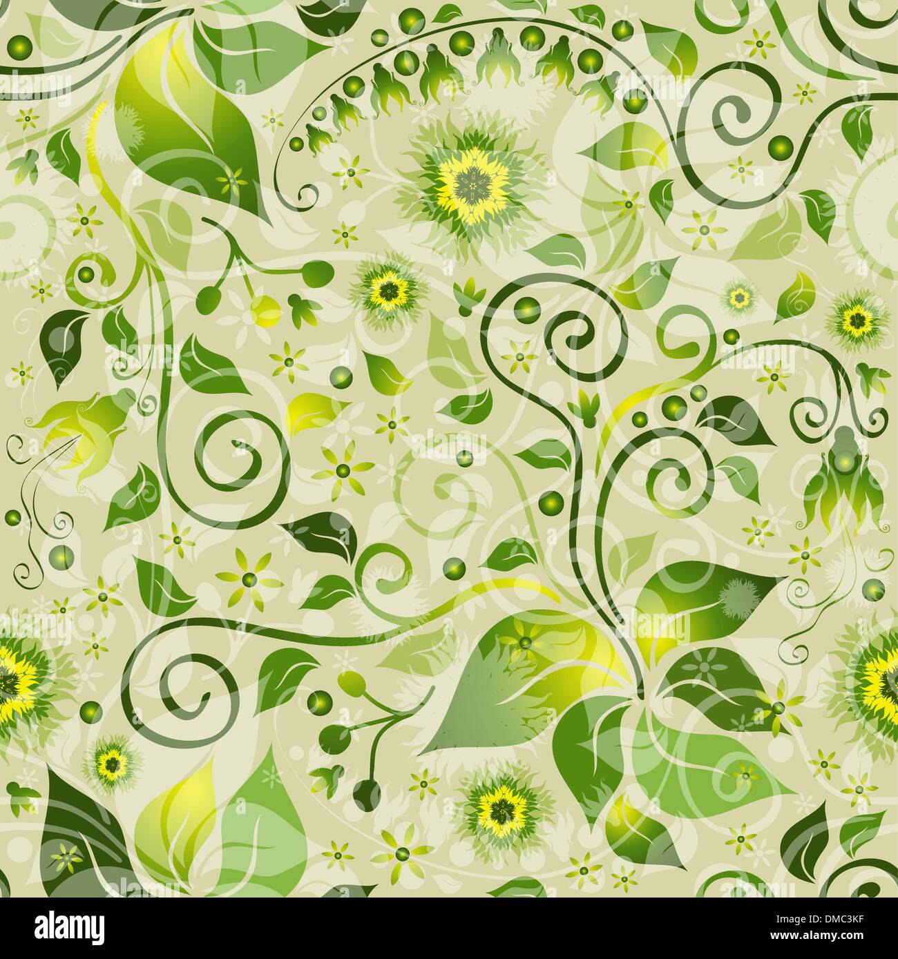 Seamless green floral pattern Stock Vector Image & Art Alamy