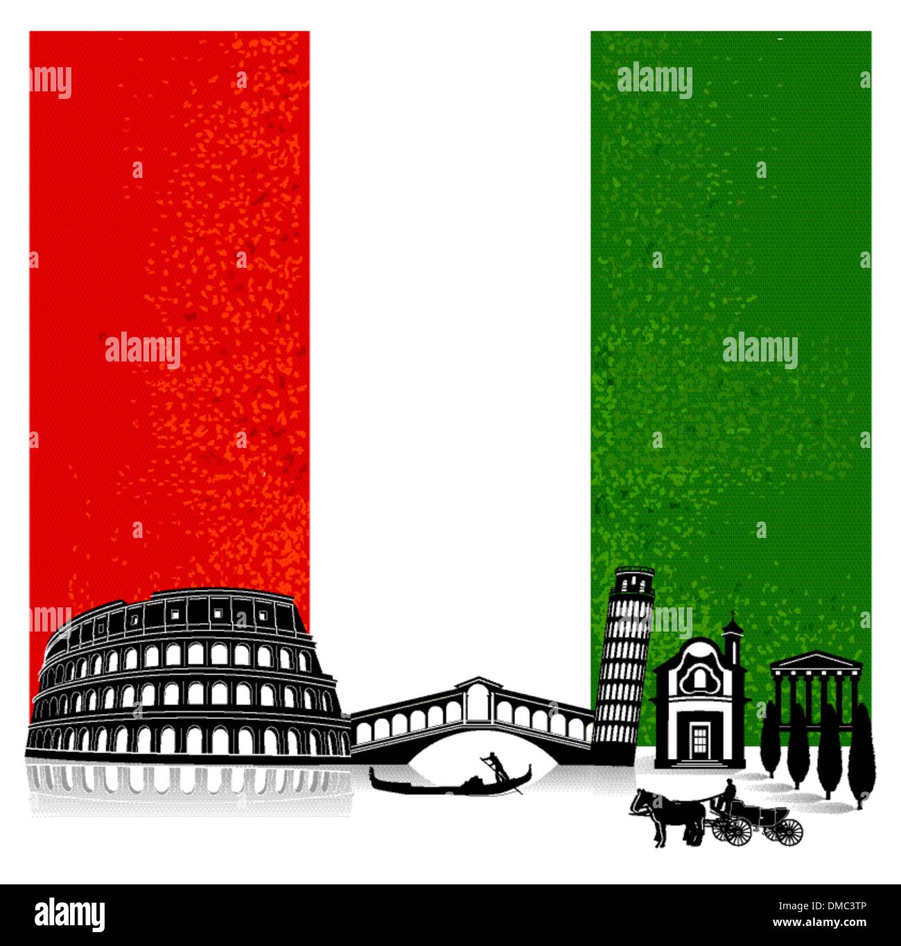 Italy with flag Stock Vector