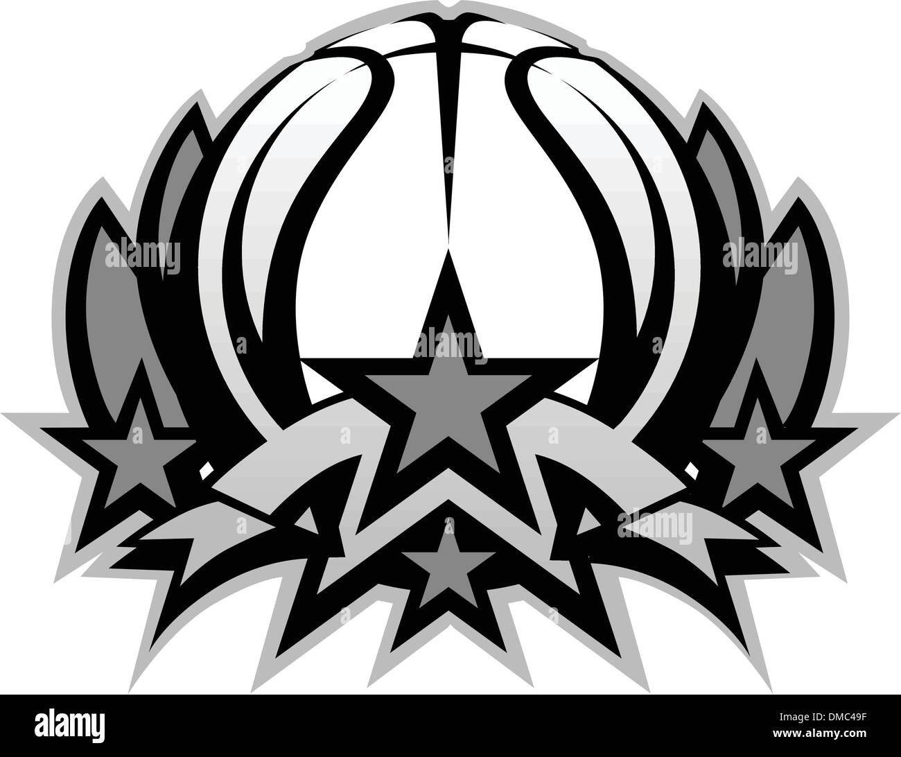 Basketball Ball Vector Graphic Template with Stars Stock Vector