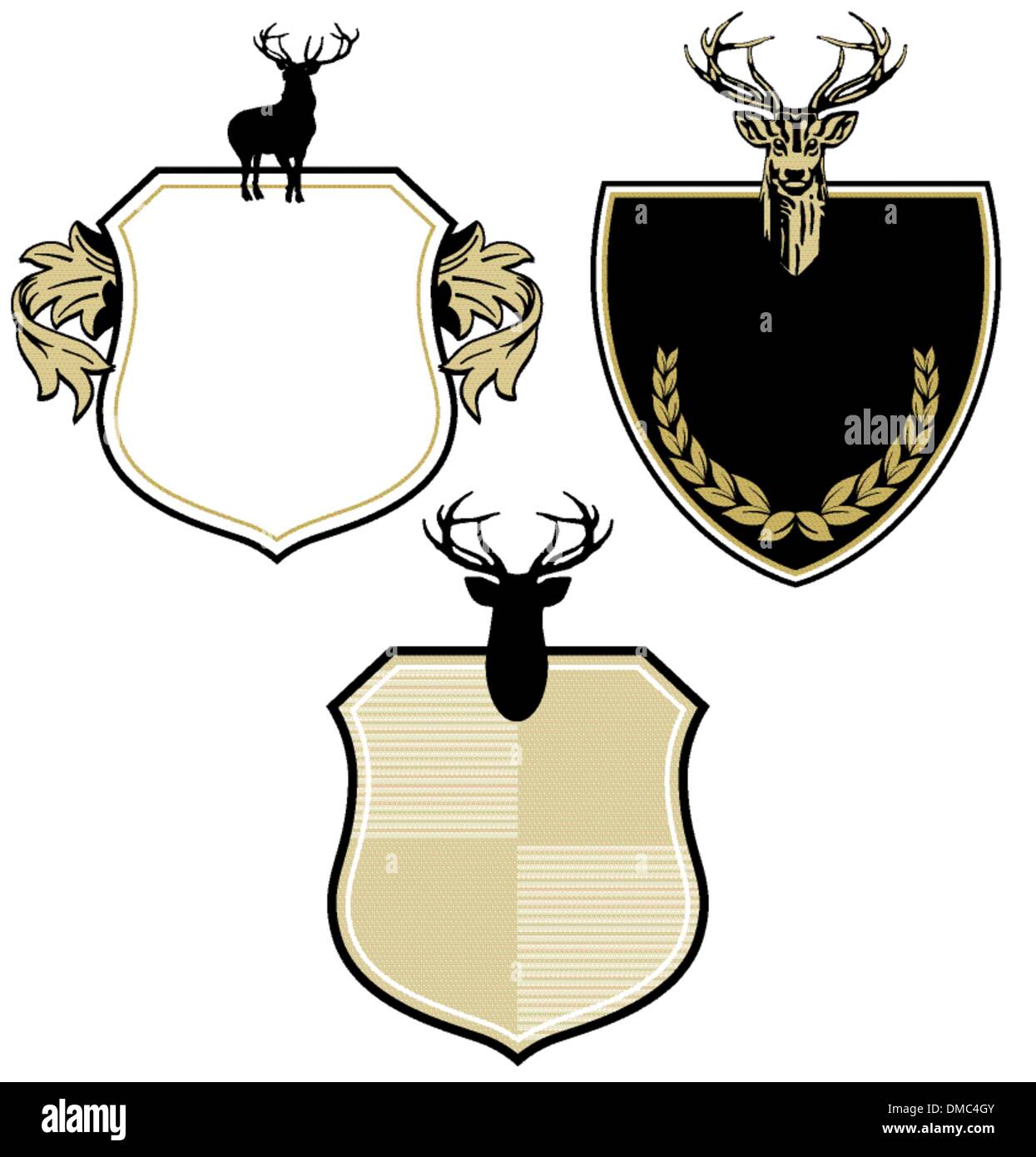 Coat of arms with three deer Stock Vector