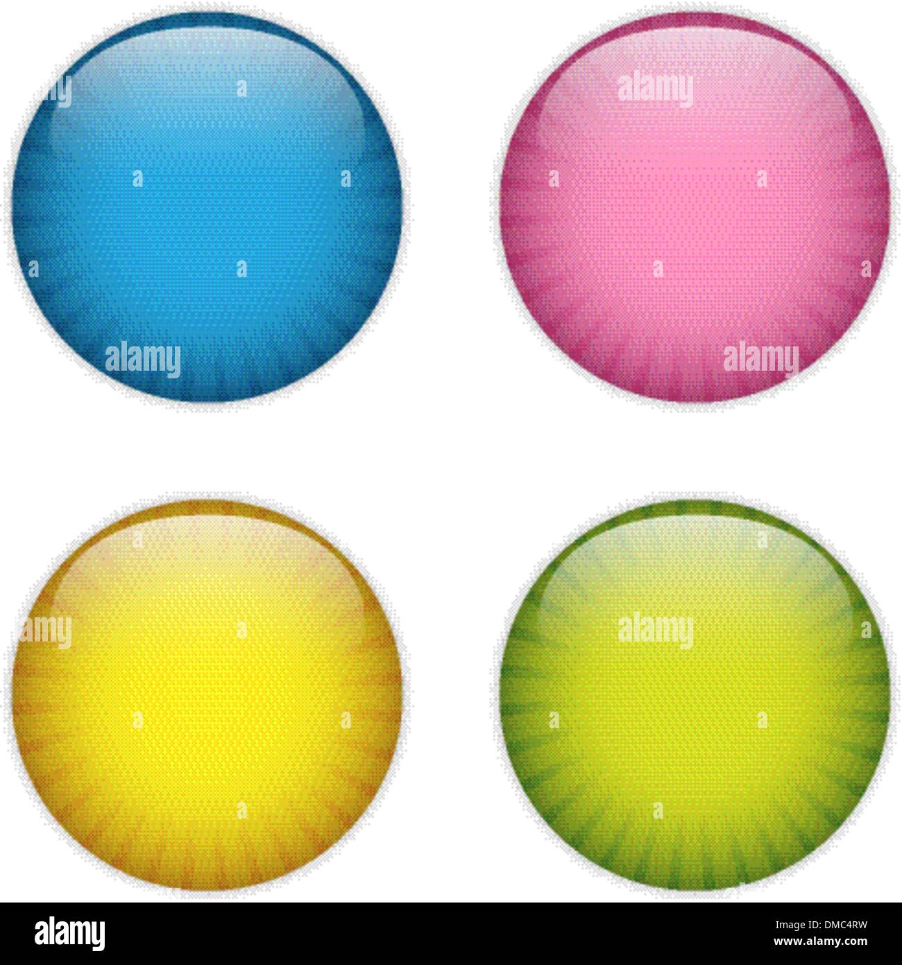 Glass Circle Button Colorful Stripes Stock Vector