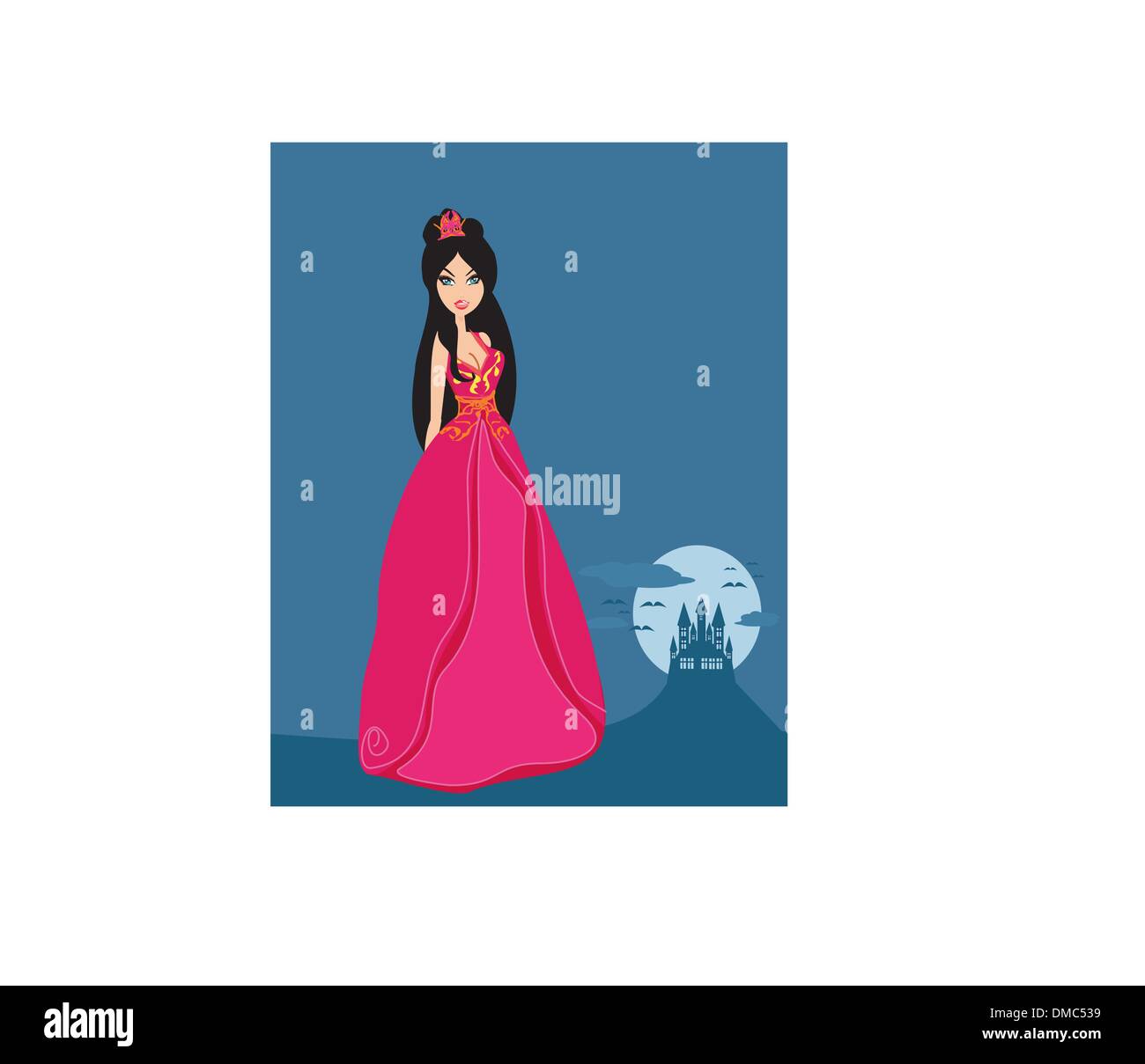 Beautiful young princess in front of her castle Stock Vector Image ...