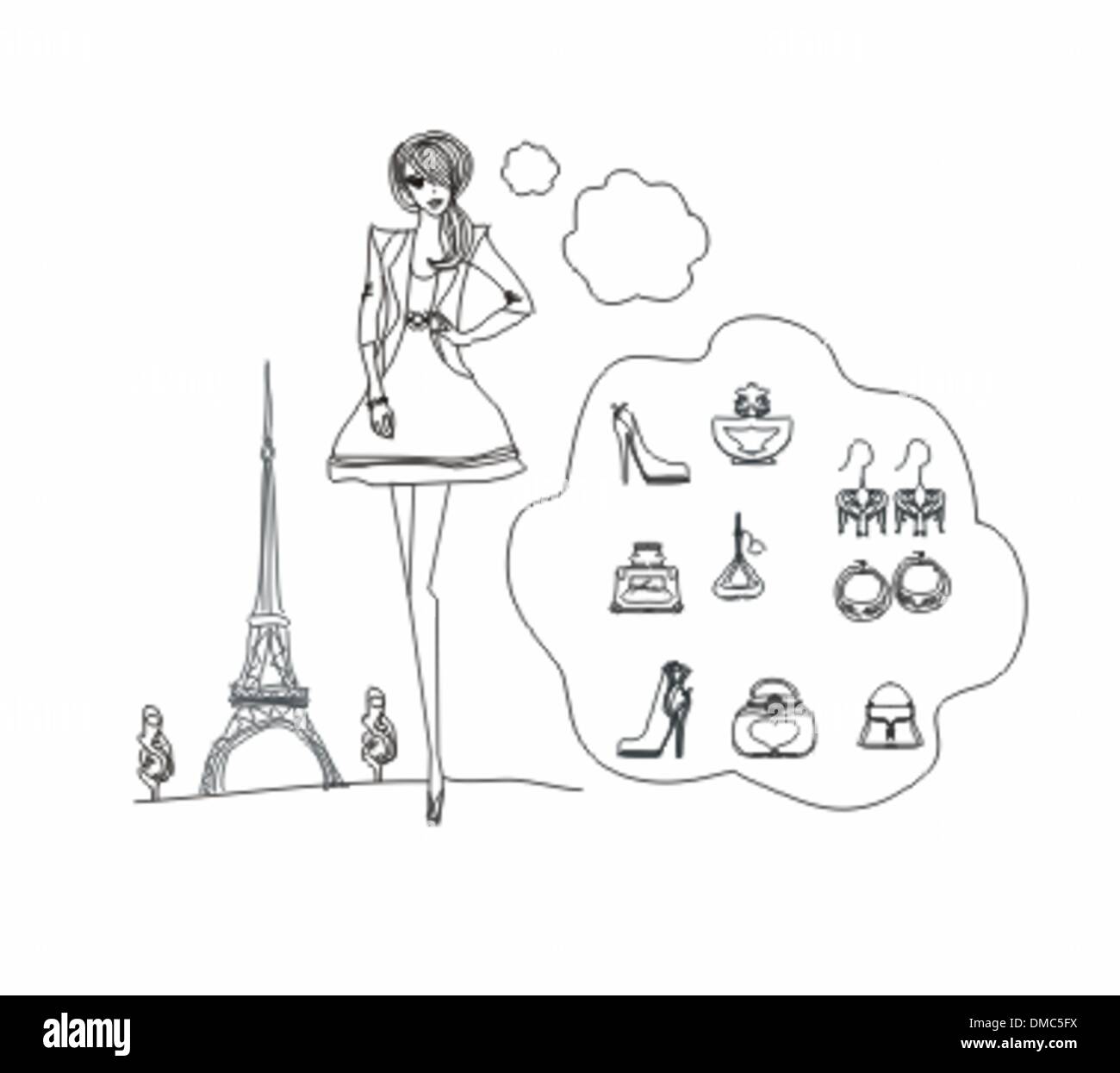 Paris fashion doodles set Stock Vector Image & Art Alamy