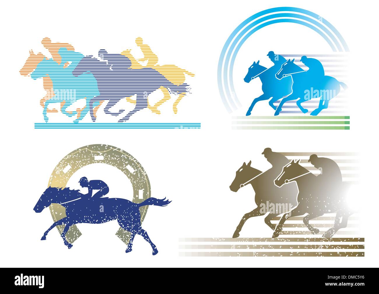 4 horse race characters Stock Vector