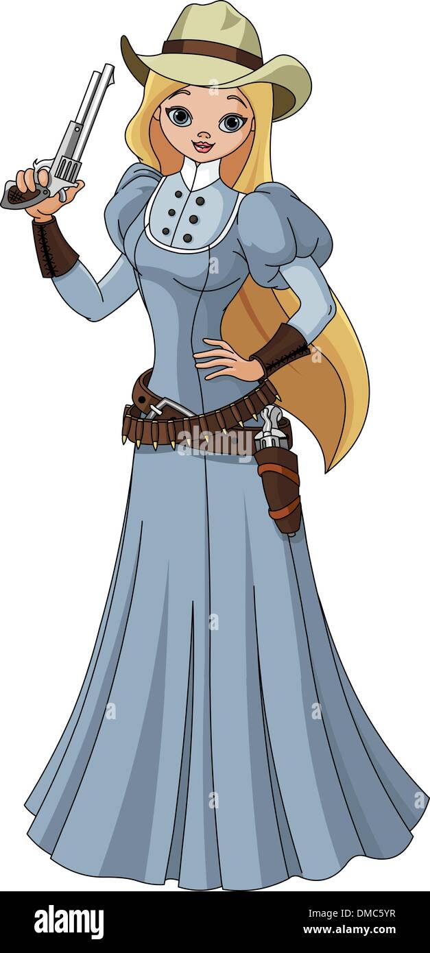 Wild west.  Young cowgirl Stock Vector