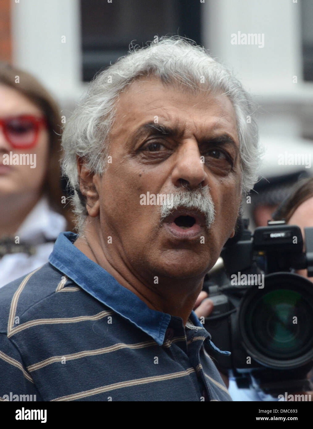 Tariq Ali Julian Assange makes a statement from balcony of Ecuadorian