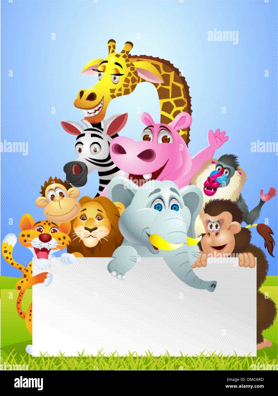 Animal cartoon with blank sign Stock Vector Image & Art - Alamy