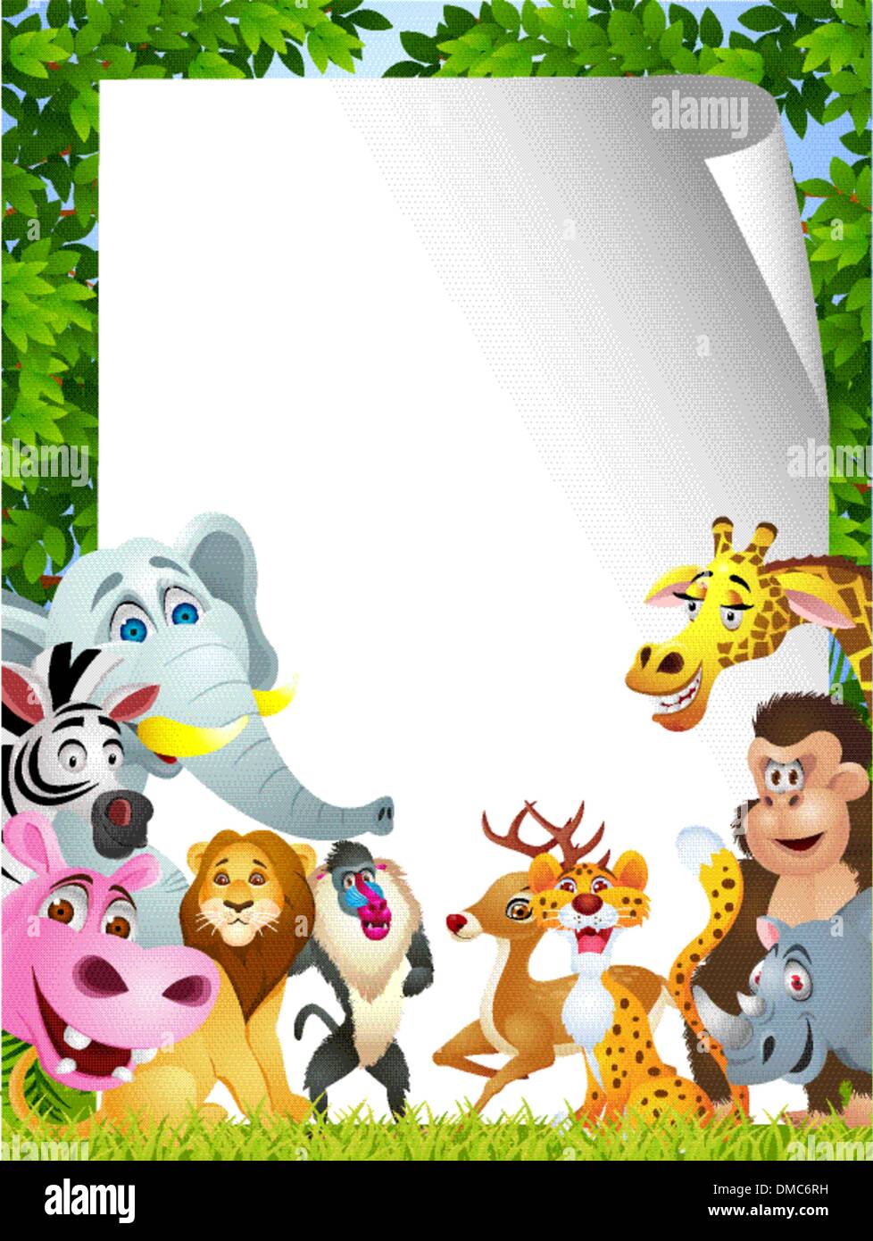 Animal cartoon with blank sign Stock Vector Image & Art - Alamy