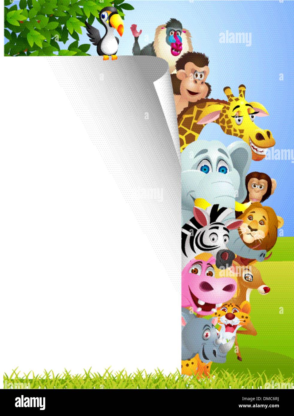 Animal cartoon with blank sign Stock Vector Image & Art - Alamy
