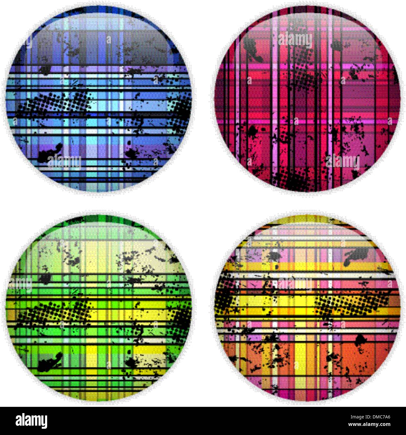 Glass Circle Button Colorful Stripes Stock Vector