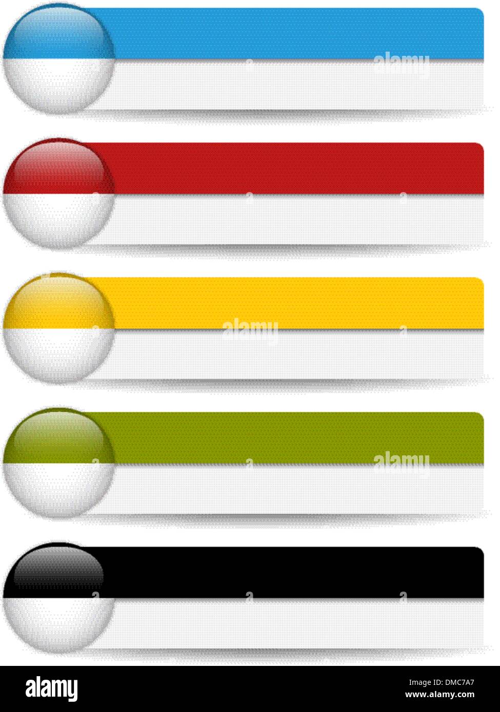 Glossy web buttons with colored bars. Stock Vector